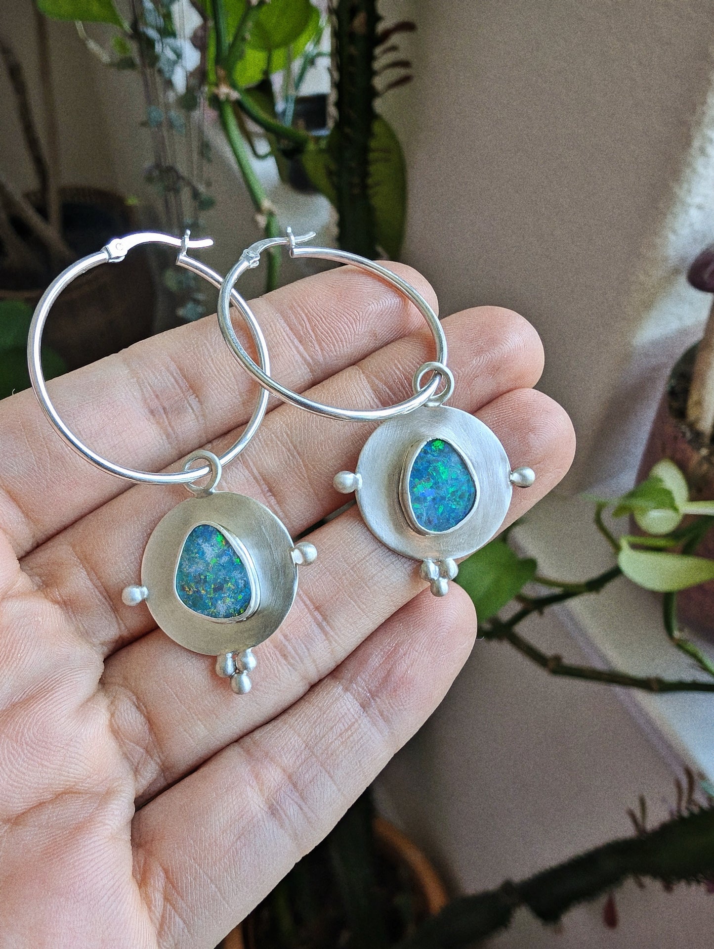 byzantine-inspired opal hoop earrings