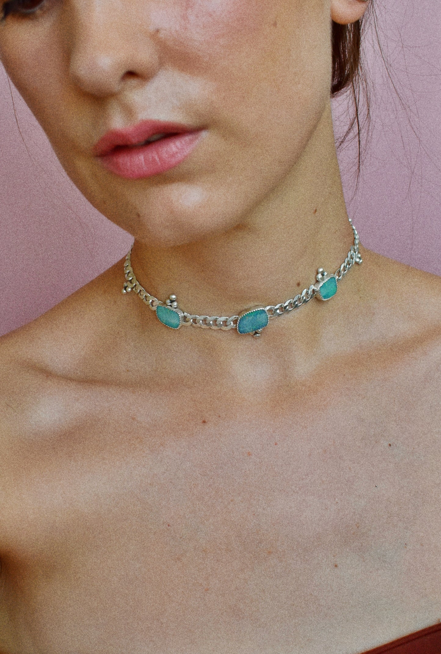 cosmic 3 opal chunky necklace (6mm chain)