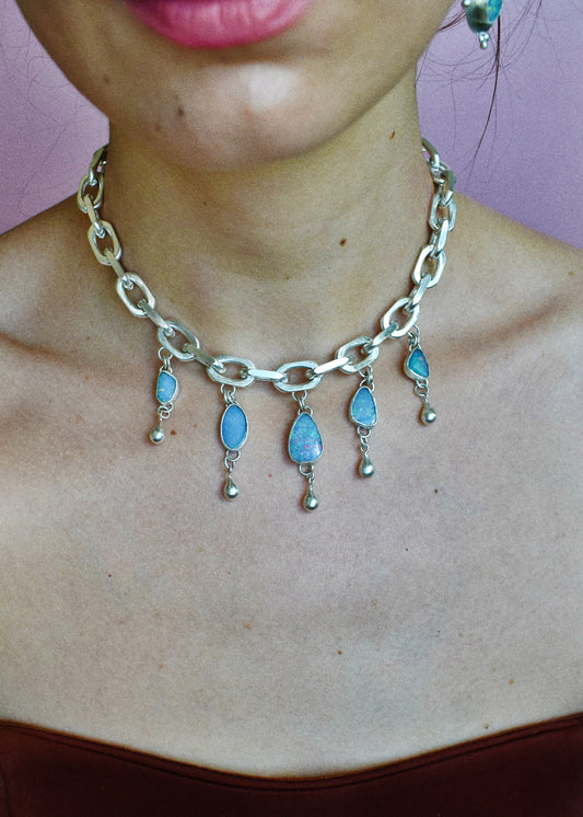 big rain drops opal necklace