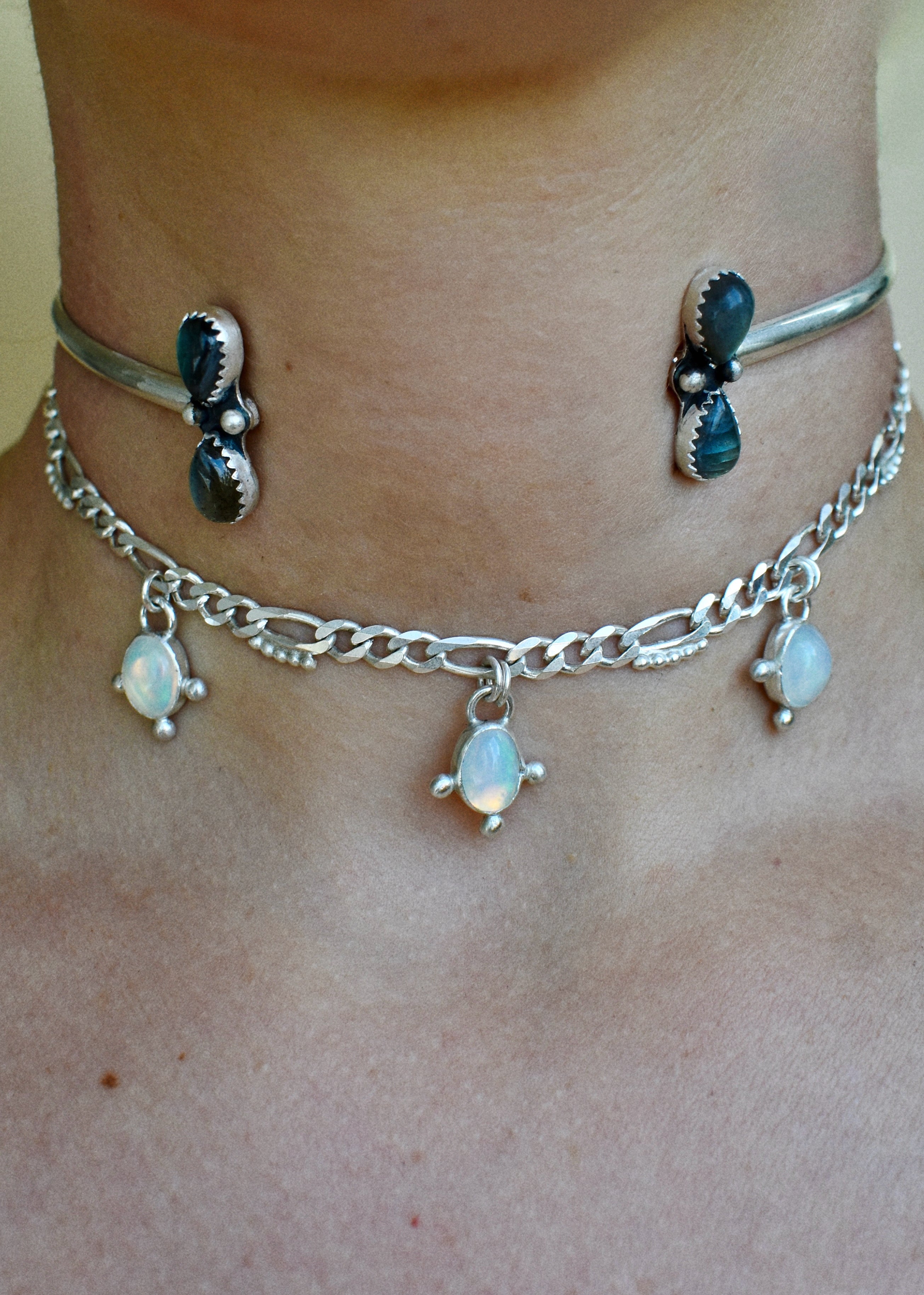 bespoke sterling silver gemstone cuff choker Laura Mar